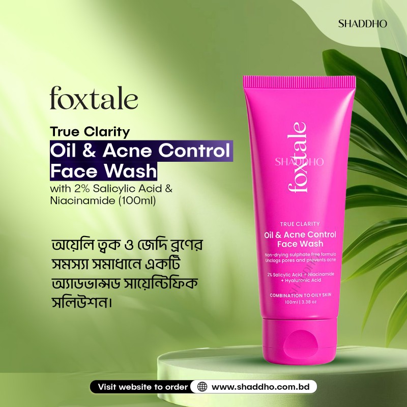 Foxtale True Clarity Oil & Acne Control Face Wash with 2% Salicylic Acid & Niacinamide (100ml)