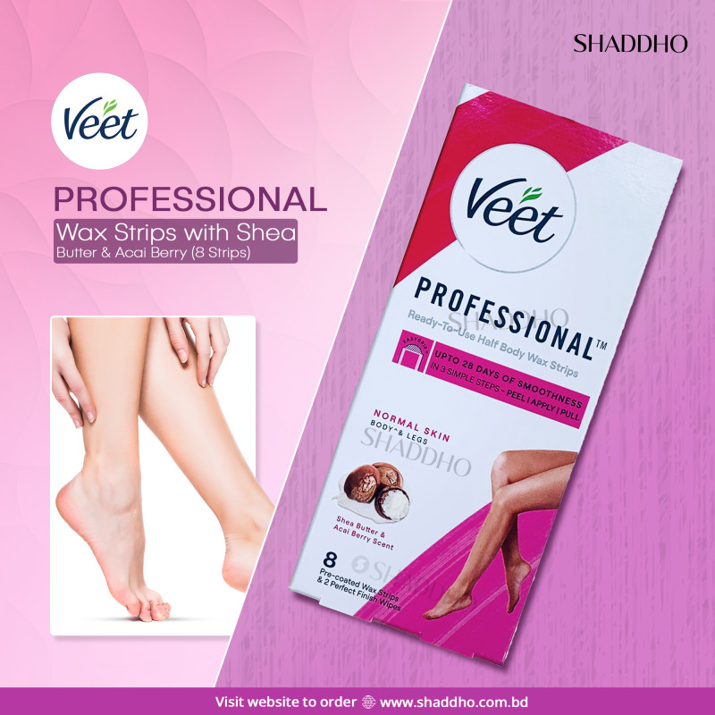 Veet Professional Wax Strips with Shea Butter & Acai Berry (8 Strips)