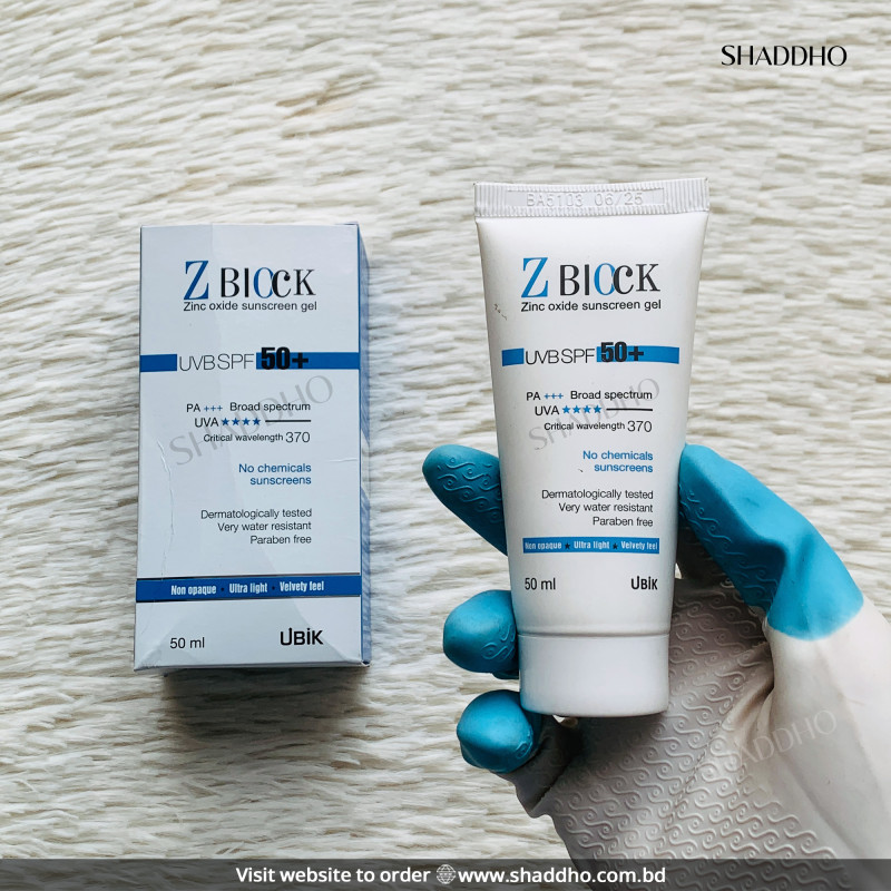 Z Block Zinc Oxide Sunscreen Gel UVB SPF 50+ PA+++ (50ml)