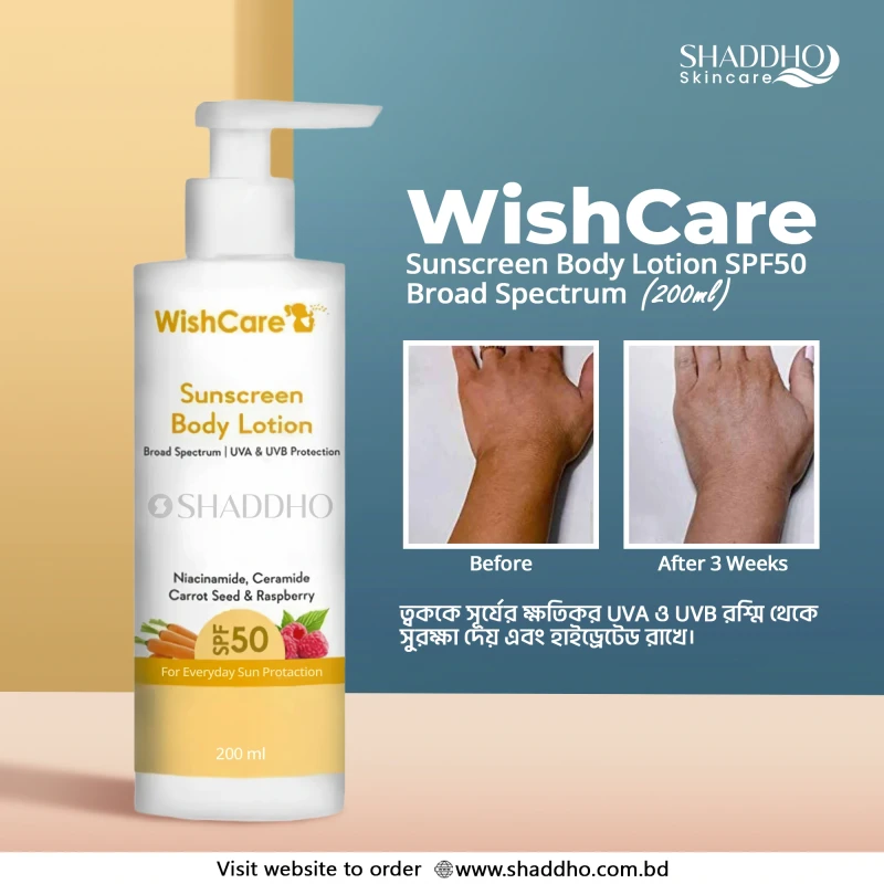 WishCare Sunscreen Body Lotion SPF50 Broad Spectrum (200ml)