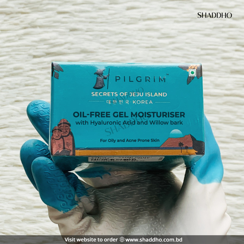 Pilgrim Oil free Gel Moisturizer for Oily Skin with Hyaluronic Acid & Willow Bark (50g)