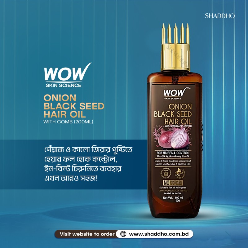 Wow Skin Science Onion Black Seed Hair Oil With Comb (200ml)