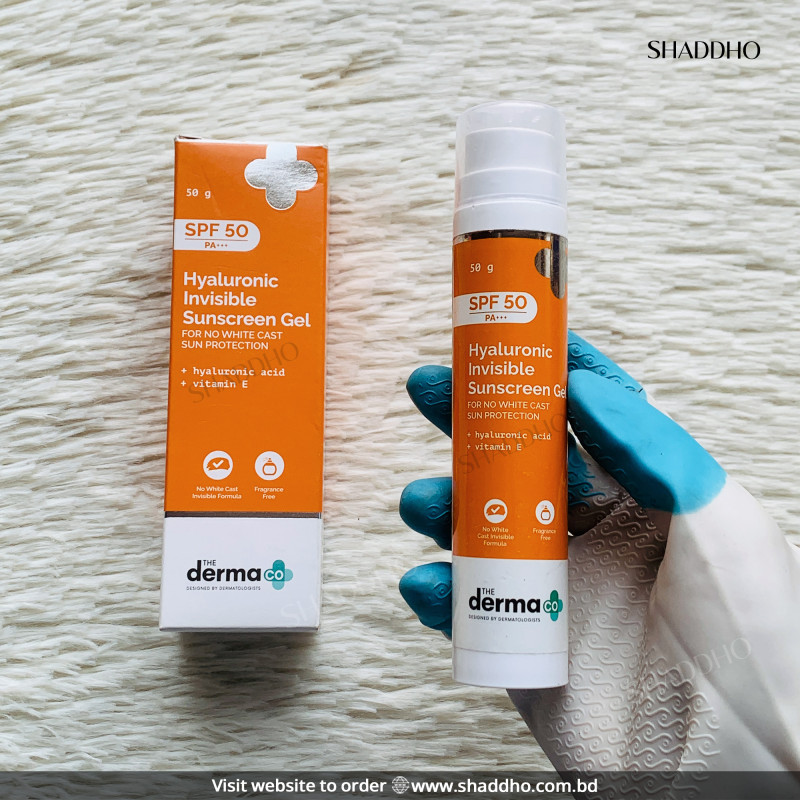 The Derma Co Hyaluronic Invisible Sunscreen Gel SPF50 PA+++ (50g)