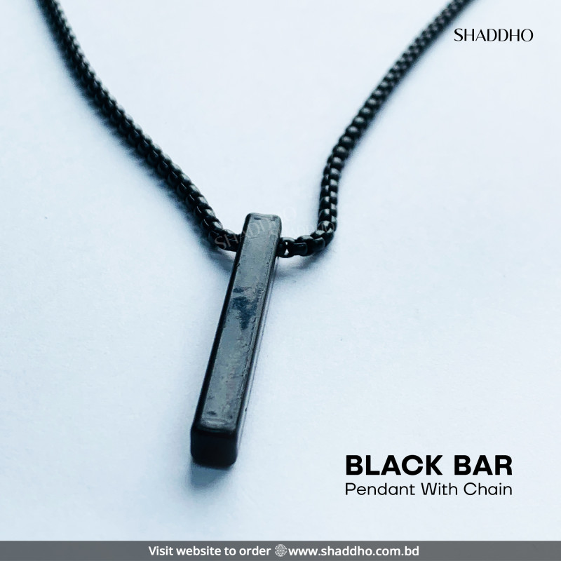 Black Bar Pendant With Chain