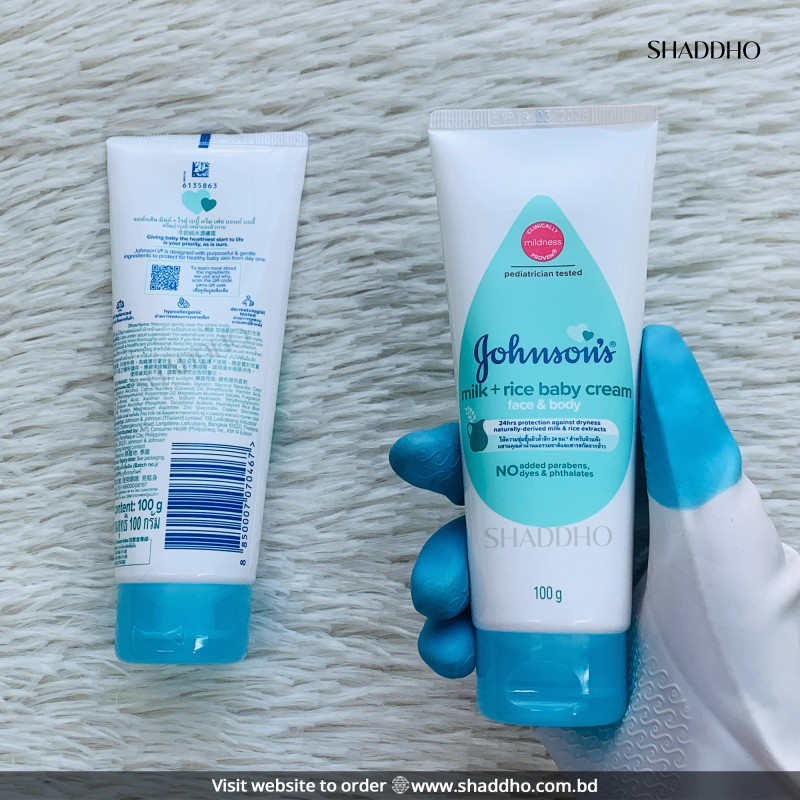 Johnsons Milk Rice Baby Cream for Face & Body (100g)