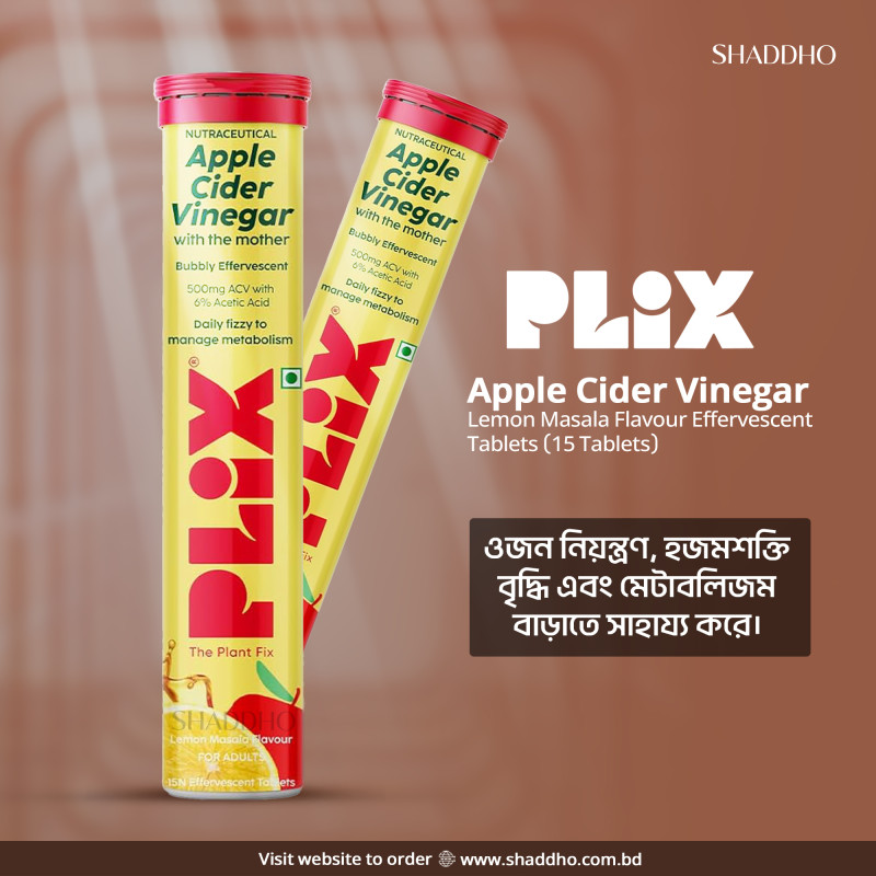 Plix Apple Cider Vinegar Lemon Masala Flavour Effervescent Tablets (15 Tablets)