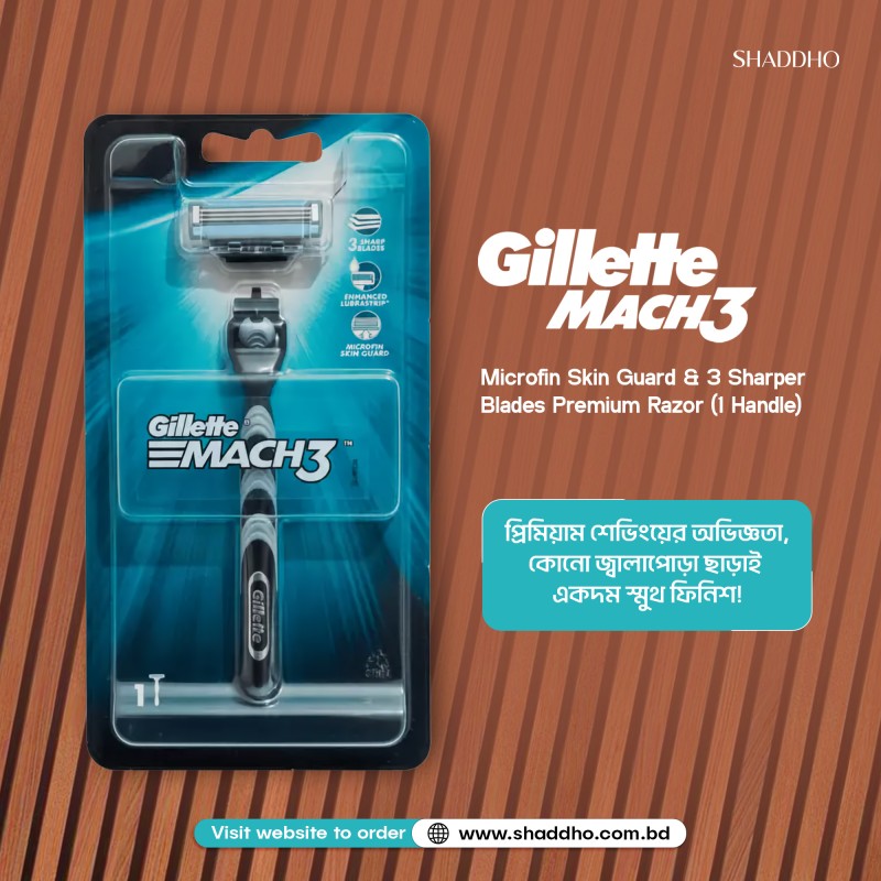 Gillette Mach3 Microfin Skin Guard & 3 Sharper Blades Premium Razor (1 Handle)