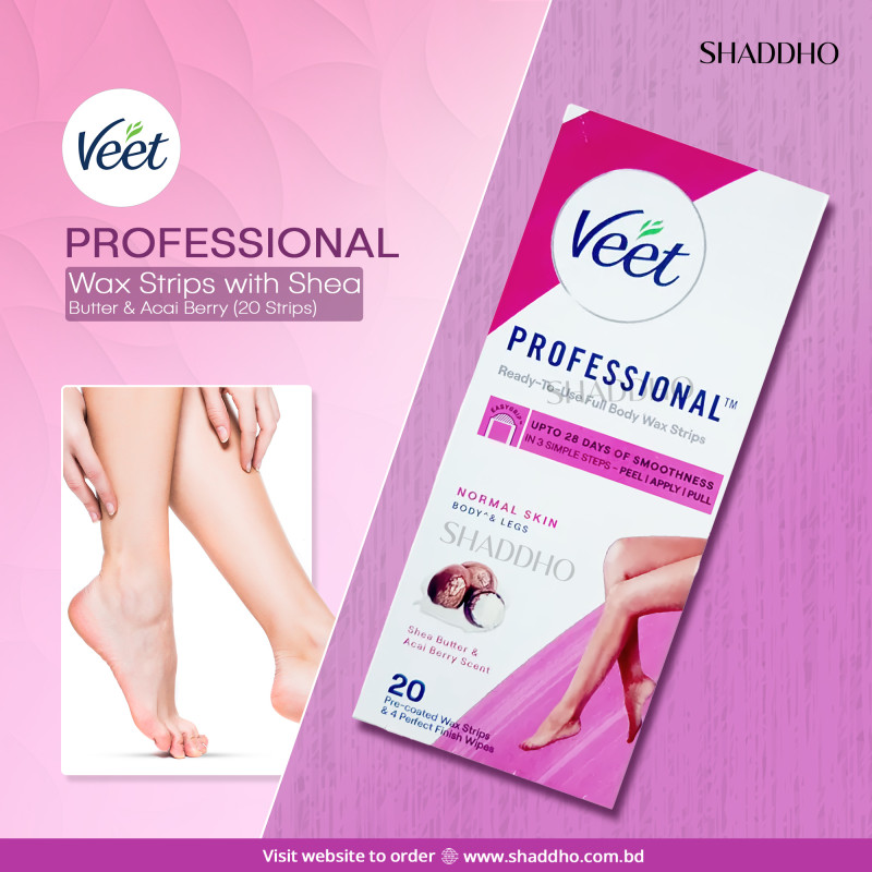 Veet Professional Wax Strips with Shea Butter & Acai Berry (20 Strips)
